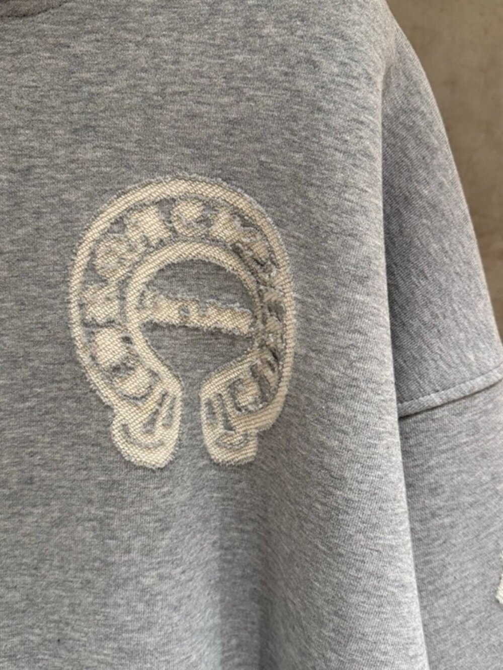 Chrome Hearts Embroidered Pattern Gray Hooded Sweatshirt Size XL - Picture 6 of 9